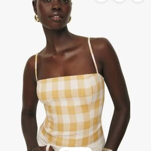 Reformation Yellow and White Checkered Camisole